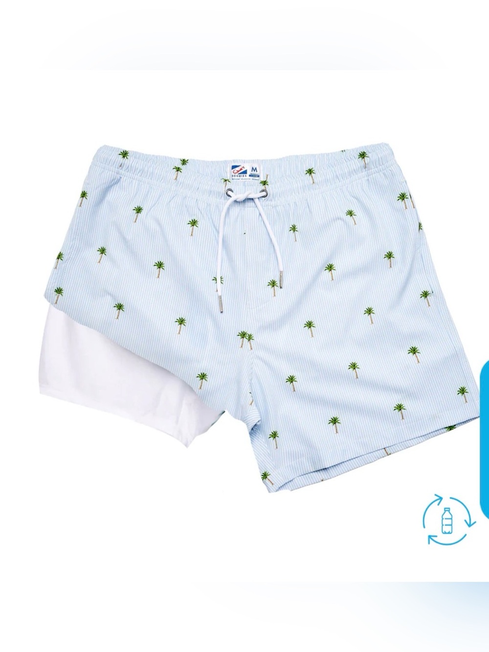 Bermies PALM STRIPES 5.5" INSEAM SWIM TRUNKS COMPRESSION Liner size XXL